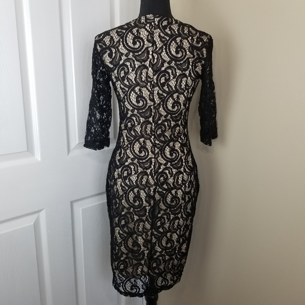 Olivia Matthews Black and Tan Lace Dress - Picture 4 of 8